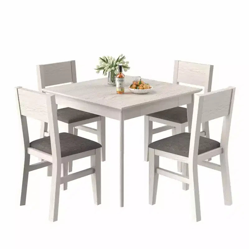 VECELO Chaises de salle à manger rustiques en bois, chaises de cuisine en bois d'hévéa avec siège et dossier rembourrés, gris