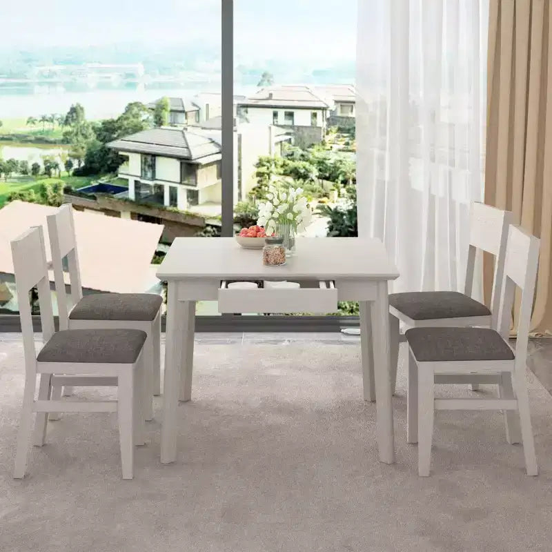 VECELO Chaises de salle à manger rustiques en bois, chaises de cuisine en bois d'hévéa avec siège et dossier rembourrés, gris