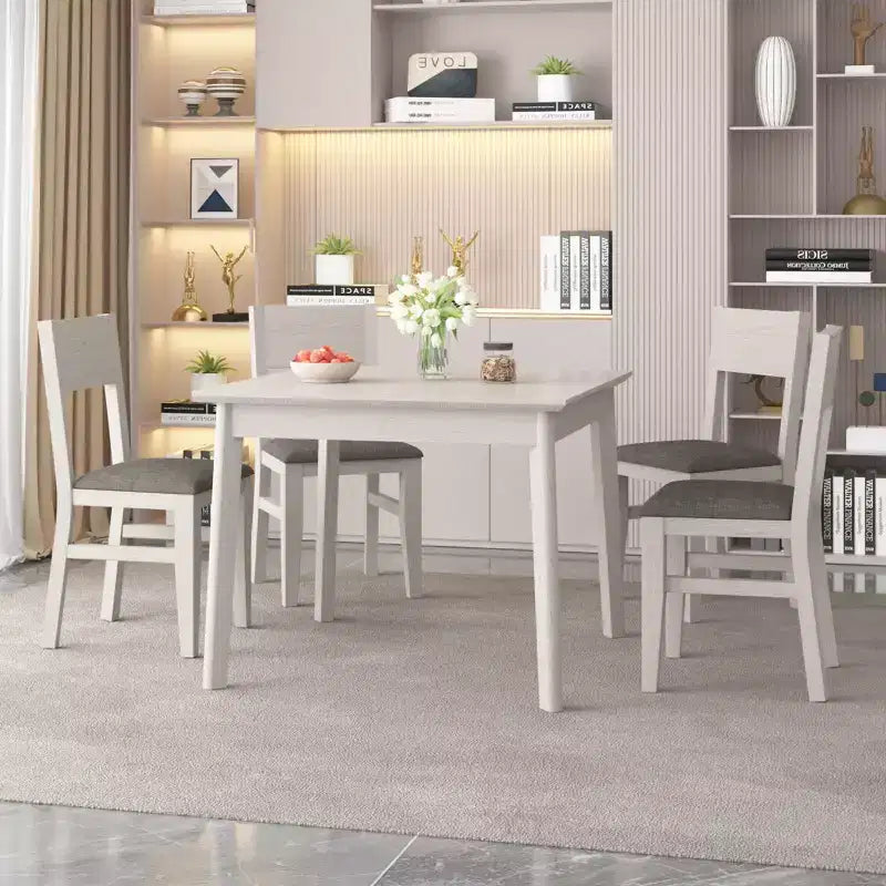 VECELO Chaises de salle à manger rustiques en bois, chaises de cuisine en bois d'hévéa avec siège et dossier rembourrés, gris
