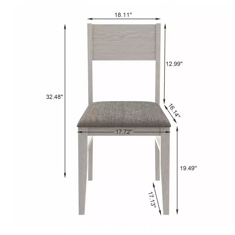 VECELO Chaises de salle à manger rustiques en bois, chaises de cuisine en bois d'hévéa avec siège et dossier rembourrés, gris
