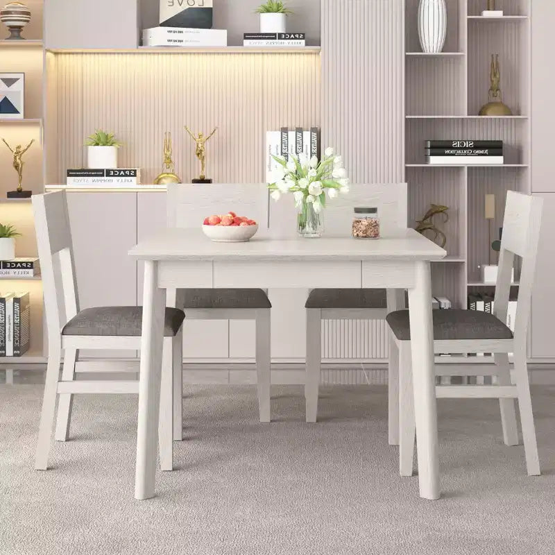 VECELO Chaises de salle à manger rustiques en bois, chaises de cuisine en bois d'hévéa avec siège et dossier rembourrés, gris