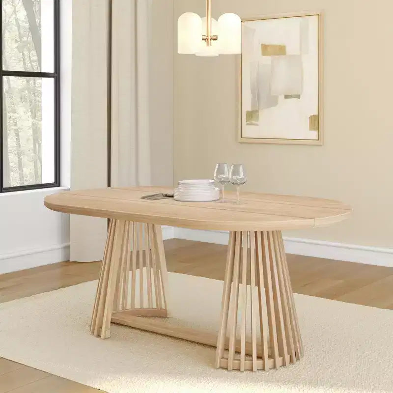 Plank+Beam 72 Lido Rectangular Dining Table, Solid Wood Minimalist Kitchen Table for 6