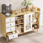 55 Buffet moderne, meuble de bar à café, étagères réglables et portes vitrées pour cuisine/salle à manger