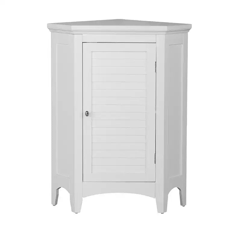 Teamson Home Glancy Meuble d'angle de salle de bain en bois avec porte persienne, blanc