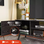 Meuble TV DEXYLLO pour téléviseur de 55/60 pouces, Meuble de divertissement bohème avec rangements, Console TV pour décoration de salon
