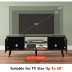 Meuble TV DEXYLLO pour téléviseur de 55/60 pouces, Meuble de divertissement bohème avec rangements, Console TV pour décoration de salon