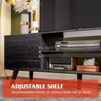 Meuble TV DEXYLLO pour téléviseur de 55/60 pouces, Meuble de divertissement bohème avec rangements, Console TV pour décoration de salon