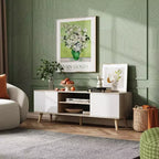 Meuble TV DEXYLLO pour téléviseur de 55/60 pouces, Meuble de divertissement bohème avec rangements, Console TV pour décoration de salon