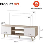 Meuble TV DEXYLLO pour téléviseur de 55/60 pouces, Meuble de divertissement bohème avec rangements, Console TV pour décoration de salon