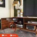Meuble TV DEXYLLO pour téléviseur de 55/60 pouces, Meuble de divertissement bohème avec rangements, Console TV pour décoration de salon
