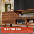 Meuble TV DEXYLLO pour téléviseur de 55/60 pouces, Meuble de divertissement bohème avec rangements, Console TV pour décoration de salon