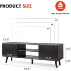 Meuble TV DEXYLLO pour téléviseur de 55/60 pouces, Meuble de divertissement bohème avec rangements, Console TV pour décoration de salon