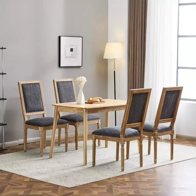 Chaise de salle à manger rembourrée Christopher Knight Home Carina en bois d'hévéa de style campagnard français (lot de 4)