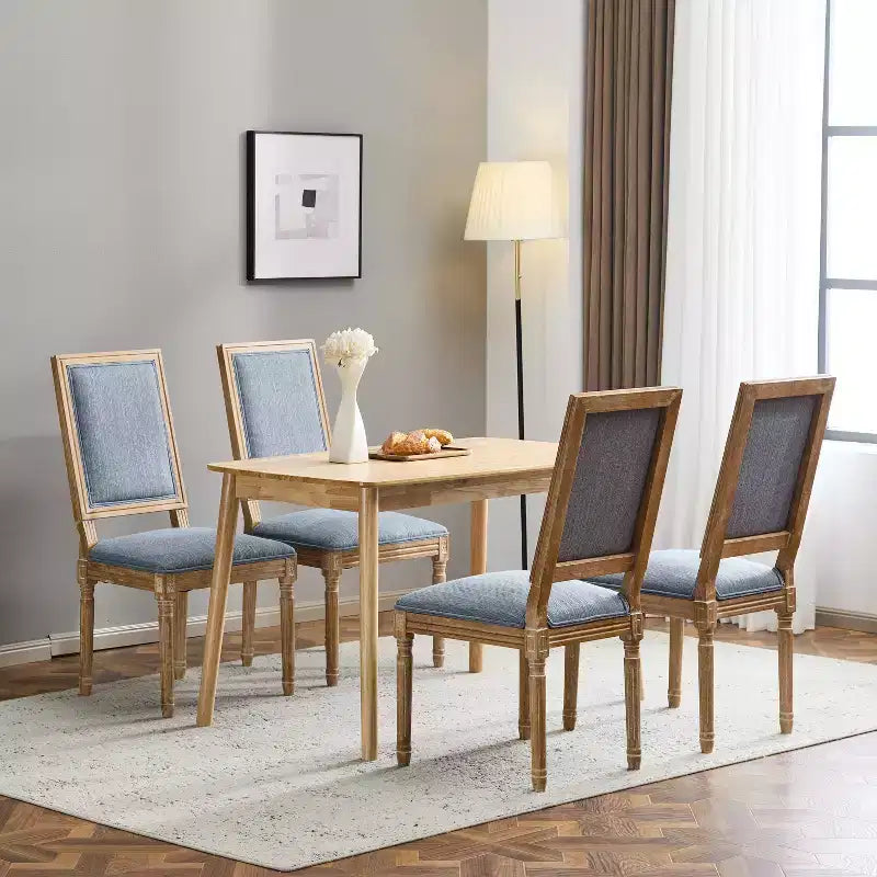 Chaise de salle à manger rembourrée Christopher Knight Home Carina en bois d'hévéa de style campagnard français (lot de 4)