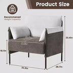 Fauteuil d'appoint surdimensionné en chenille, Fauteuil de salon avec grande assise, Fauteuils de lecture modernes pour chambre et salon (Lot de 2)