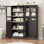 Meuble de rangement haut de 180 cm de style ferme, avec étagères réglables et 4 portes - Organisateur de garde-manger de salle de bain pour la cuisine, la salle à manger et le bureau
