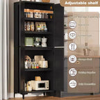 Meuble de rangement haut de 180 cm de style ferme, avec étagères réglables et 4 portes - Organisateur de garde-manger de salle de bain pour la cuisine, la salle à manger et le bureau