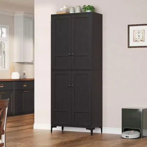 71 Farmhouse Tall Storage Cabinet, Adjustable Shelves & 4 Doors - Bathroom Pantry Organizer for Kitchen, Dining Room and office