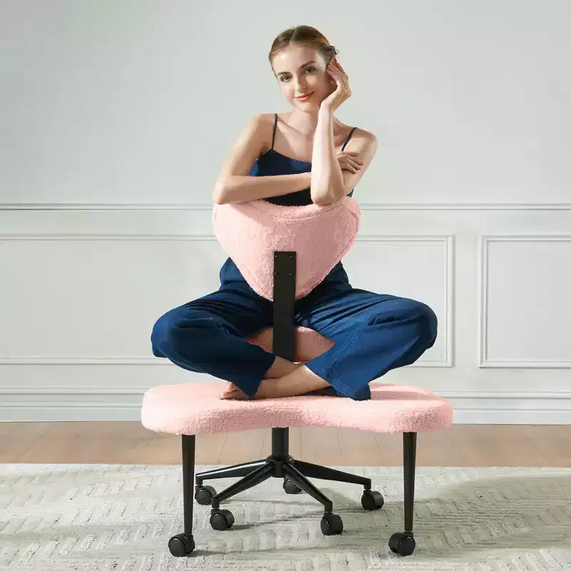 Chaise de bureau ergonomique Pinmoco Criss Cross, Chaise de méditation réglable en hauteur, Pivotante à 360°, Support lombaire, Chaise de travail et de bureau, Chaise TDAH