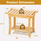 Banc de douche en bambou avec étagère de rangement, tabouret de bain étanche avec poignées, patins antidérapants, capacité de 150 kg pour spa, salle de bain, personnes âgées