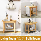 Banc de douche en bambou avec étagère de rangement, tabouret de bain étanche avec poignées, patins antidérapants, capacité de 150 kg pour spa, salle de bain, personnes âgées