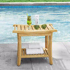 Banc de douche en bambou avec étagère de rangement, tabouret de bain étanche avec poignées, patins antidérapants, capacité de 150 kg pour spa, salle de bain, personnes âgées