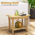 Banc de douche en bambou avec étagère de rangement, tabouret de bain étanche avec poignées, patins antidérapants, capacité de 150 kg pour spa, salle de bain, personnes âgées