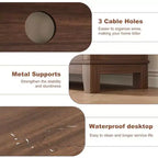 Meuble TV moderne Acekool pour téléviseur de 65 pouces, armoire à double porte semi-ouverte avec étagères réglables, 8 compartiments de rangement
