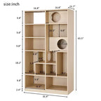 Bibliothèque de 161,3 cm de haut avec rangement, arbre à chat de style meuble, arbre à chat autoportant, étagère ouverte multifonctionnelle pour salon à la maison