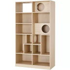 Bibliothèque de 161,3 cm de haut avec rangement, arbre à chat de style meuble, arbre à chat autoportant, étagère ouverte multifonctionnelle pour salon à la maison