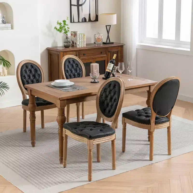 Chaise de salle à manger en bois massif de style français Vatros