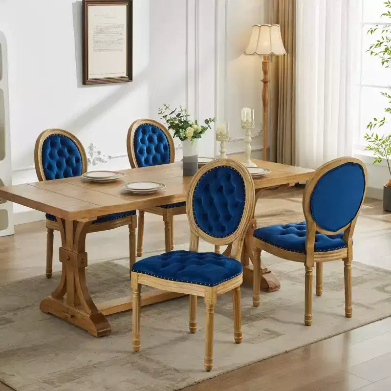 Chaise de salle à manger en bois massif de style français Vatros
