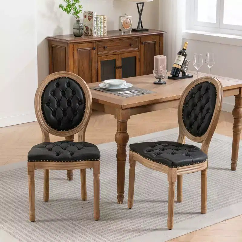 Chaise de salle à manger en bois massif de style français Vatros