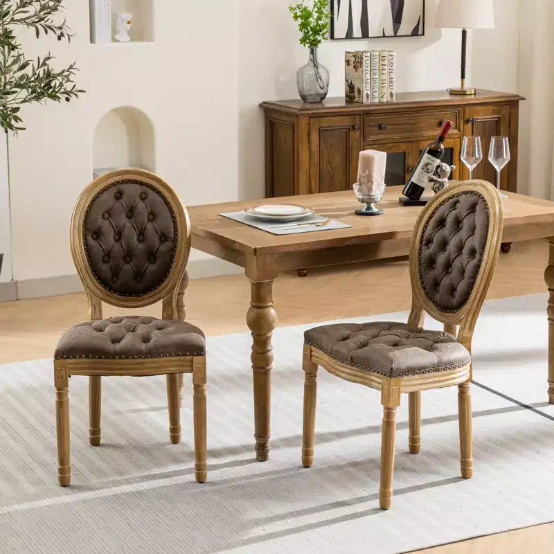 Chaise de salle à manger en bois massif de style français Vatros
