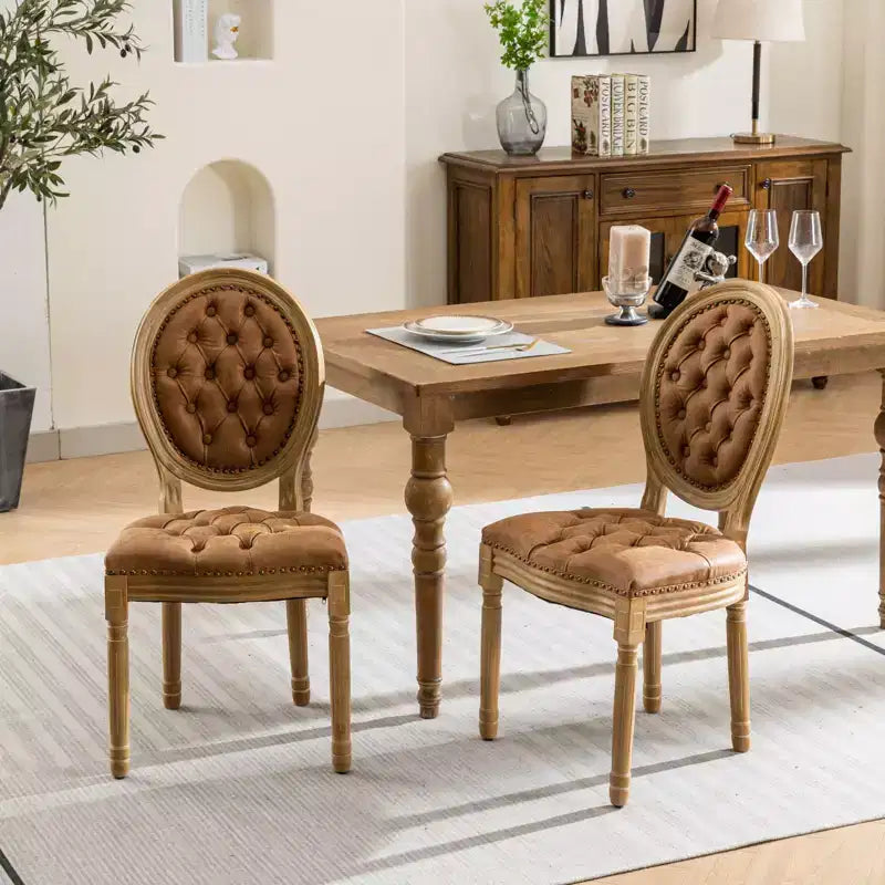 Chaise de salle à manger en bois massif de style français Vatros