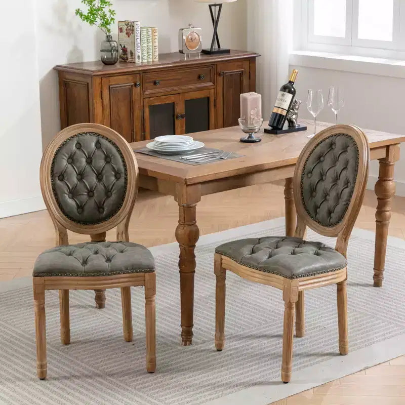Chaise de salle à manger en bois massif de style français Vatros