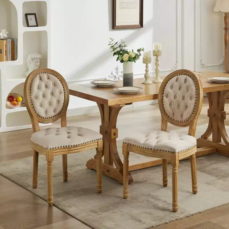 Chaise de salle à manger en bois massif de style français Vatros