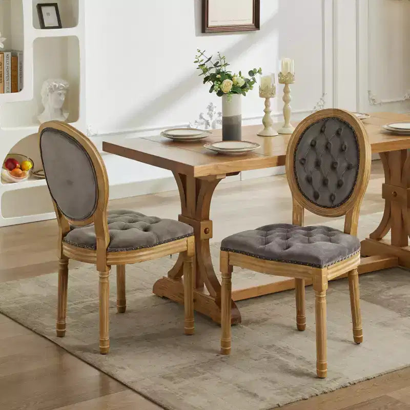 Chaise de salle à manger en bois massif de style français Vatros