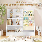 Étagère à Livres et Rangement de Jouets 4 Niveaux SUGIFT pour Enfants, Étagère à Livres 5 Couches en Tissu pour Tout-Petits, Organisateur de Rangement de Jouets pour Enfants, Bibliothèque en Tissu pour Enfants