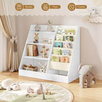 Étagère à Livres et Rangement de Jouets 4 Niveaux SUGIFT pour Enfants, Étagère à Livres 5 Couches en Tissu pour Tout-Petits, Organisateur de Rangement de Jouets pour Enfants, Bibliothèque en Tissu pour Enfants