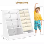 Étagère à Livres et Rangement de Jouets 4 Niveaux SUGIFT pour Enfants, Étagère à Livres 5 Couches en Tissu pour Tout-Petits, Organisateur de Rangement de Jouets pour Enfants, Bibliothèque en Tissu pour Enfants