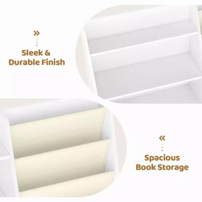 Étagère à Livres et Rangement de Jouets 4 Niveaux SUGIFT pour Enfants, Étagère à Livres 5 Couches en Tissu pour Tout-Petits, Organisateur de Rangement de Jouets pour Enfants, Bibliothèque en Tissu pour Enfants