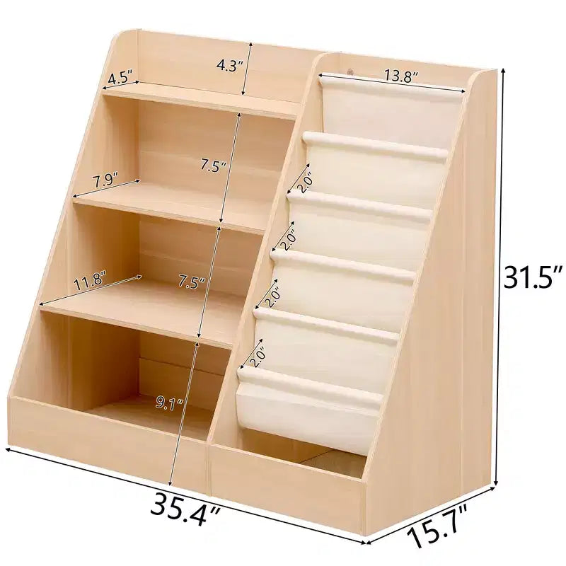 Étagère à Livres et Rangement de Jouets 4 Niveaux SUGIFT pour Enfants, Étagère à Livres 5 Couches en Tissu pour Tout-Petits, Organisateur de Rangement de Jouets pour Enfants, Bibliothèque en Tissu pour Enfants