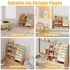 Étagère à Livres et Rangement de Jouets 4 Niveaux SUGIFT pour Enfants, Étagère à Livres 5 Couches en Tissu pour Tout-Petits, Organisateur de Rangement de Jouets pour Enfants, Bibliothèque en Tissu pour Enfants