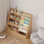 Étagère à Livres et Rangement de Jouets 4 Niveaux SUGIFT pour Enfants, Étagère à Livres 5 Couches en Tissu pour Tout-Petits, Organisateur de Rangement de Jouets pour Enfants, Bibliothèque en Tissu pour Enfants