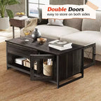 Table basse, Table basse relevable 41.7 avec armoire de rangement et compartiment caché, Table centrale en bois pour salon