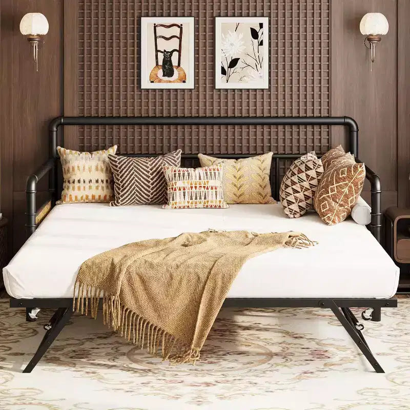 Cadre de lit de repos métallique Acekool Twin Size, lit robuste pour salon, chambre à coucher ou chambre d'amis