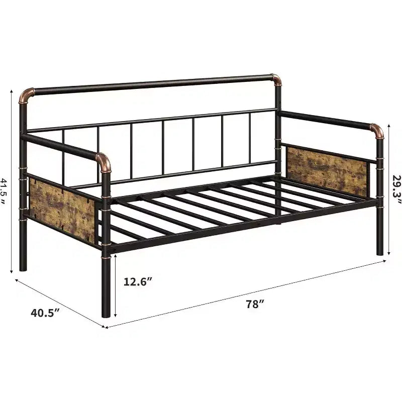 Cadre de lit de repos métallique Acekool Twin Size, lit robuste pour salon, chambre à coucher ou chambre d'amis