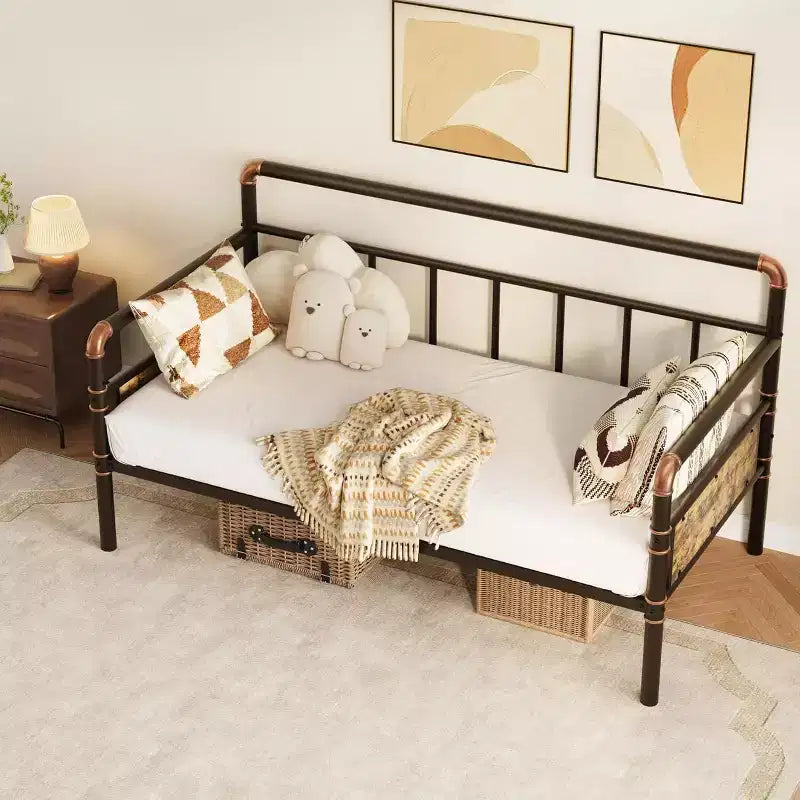 Cadre de lit de repos métallique Acekool Twin Size, lit robuste pour salon, chambre à coucher ou chambre d'amis