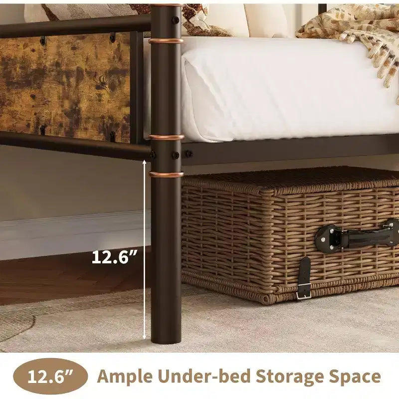 Cadre de lit de repos métallique Acekool Twin Size, lit robuste pour salon, chambre à coucher ou chambre d'amis